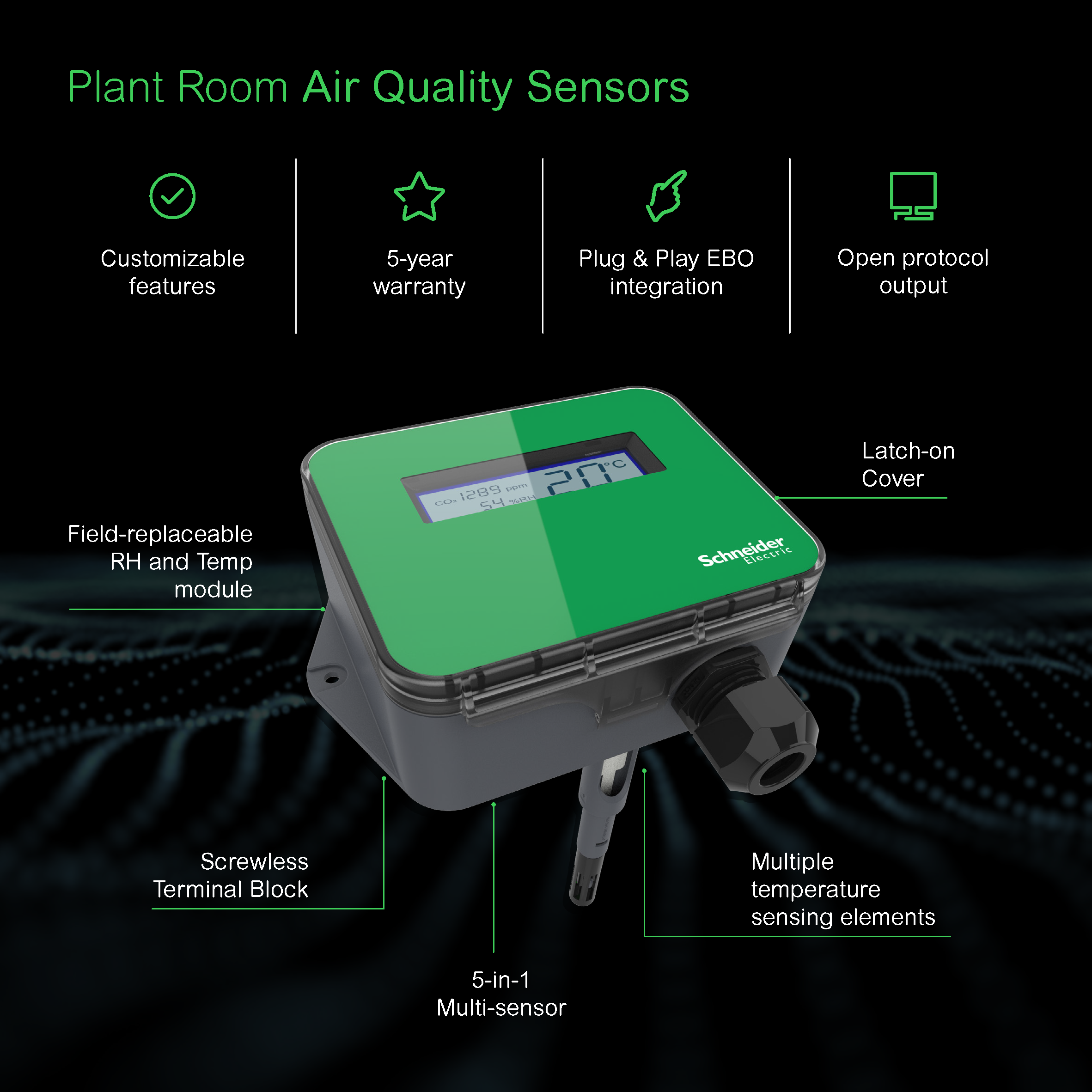 SpaceLogic Plant Room Air Quality Sensors - Benefits Diagram